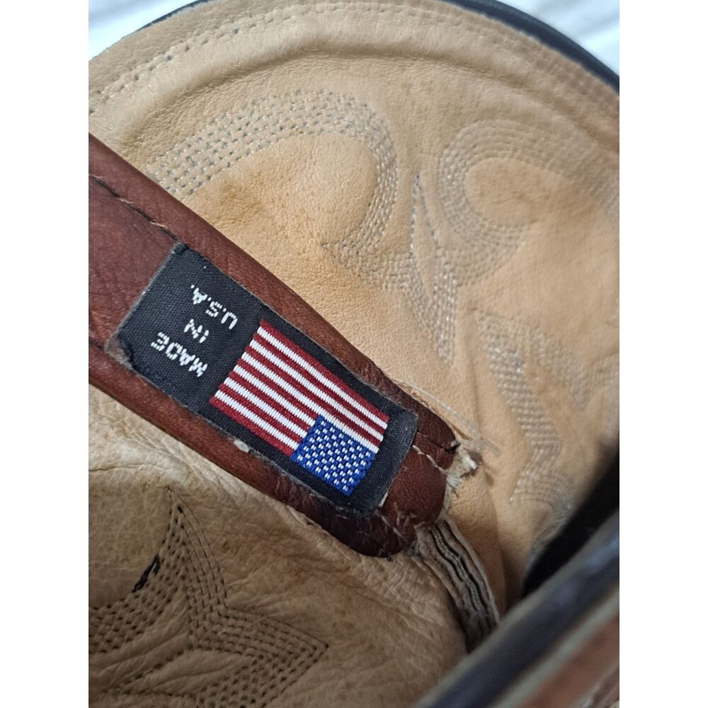 Dan Post Mens Brown Leather Western Cowboy Boots  Embroidered Scalloped Toe 9D - Picture 9 of 13